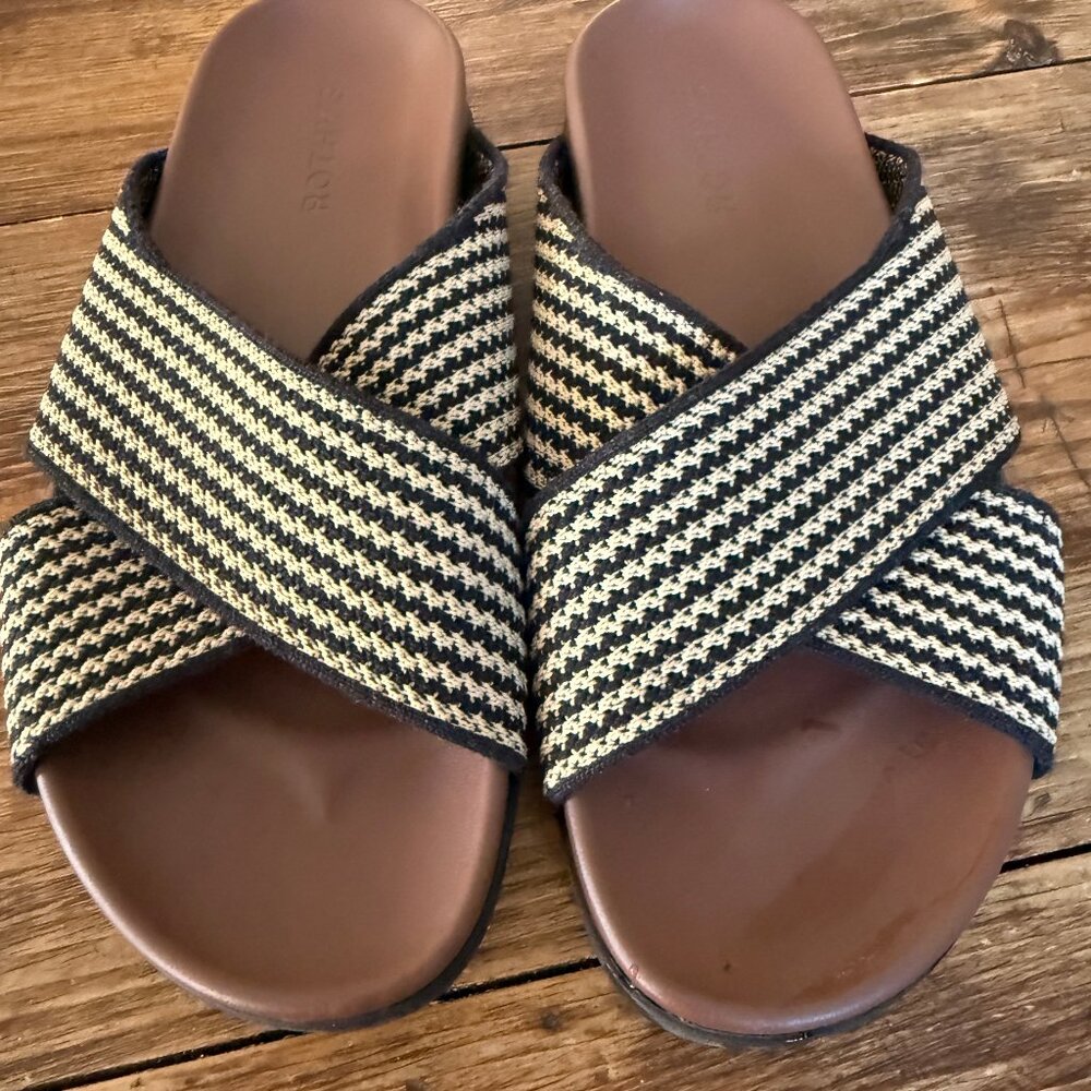 Rothy's The Weekend Slide Toffee Stripe Size 7